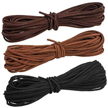 Whaline 33 Yards Suede Cord Faux Leather Cord String Rope Thread for Bracelet Necklace Beading Jewelry DIY Crafts (3 Colors)