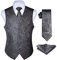Enlision Anzugweste grau Herren Hochzeit Paisley Westen & Krawatte Einstecktuch Party Floral Jacquard Anzug Weste Set M