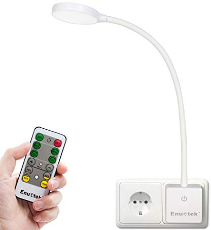 ENUOTEK Lampara Aplique de Pared LED Nocturna de Noche LED Regulable con Enchufe y Control Remoto Inalambrico 4W 280Lm Luz 3000K-4000K-5000K Ajustable, Enchufe Europeo 1X Lampara y 1X Control Remoto