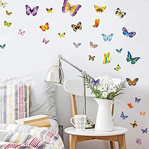 WandSticker4U®- 100 bunte SCHMETTERLINGE zum Kleben I Wandtattoo Butterfly Dekoration Frühling Wandaufkleber Kinder Baby Basteln I Wand Deko für Kinderzimmer Möbel Fenster Sticker