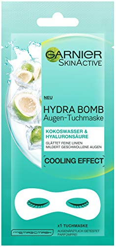 Garnier - Mascarilla para ojos, agua de coco + ácido hialurónico, 5 unidades