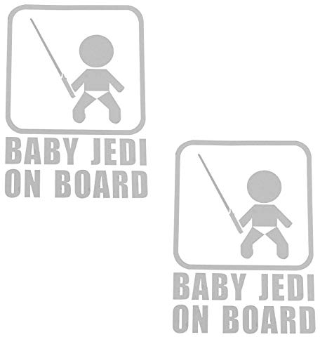 HALJIA 2 Stück Baby on Board Autoaufkleber Starcraft New Jedi Design Sicherheitsschild niedlich reflektierende Warnhinweise Auto Aufkleber Heckscheibe Vinyl Aufkleber für neue Eltern und Baby