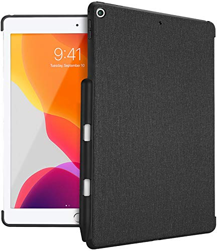 ProCase Funda Posterior para iPad 9 2021 / iPad 8 2020 / iPad 7 2019 10.2, Carcasa Trasera Sin Tapa con Soporte de Apple Pencil para iPad 9ª 8ª 7ª 10.2 Inch, Compatible con Apple Smart Cover -Negro