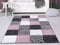 BLUSH PINK ROSE SILVER GREY SQUARES DESIGN SMALL MEDIUM XX LARGE RUG NEW MODERN SOFT THICK CARVED CARPET NON SHED RUNNER BEDROOM LIVING ROOM AREA RUG MAT (80 x 150 cms)