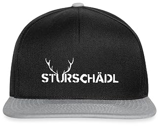 Spreadshirt Sturschädl Dickkopf Dialekt Mundart Österreich Snapback Cap, One Size, Schwarz/Grau