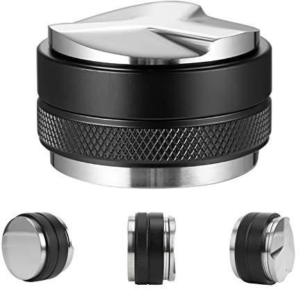 SHINROAD 51/53 / 58mm Kaffeeverteiler & Stampfer, Einzel Doppelkopf Edelstahl Kaffeestampfer Einstellbarer Tiefenausgleichsverteiler - Espresso Handstampfer Verteiler Richtwerkzeug Double head 58mm