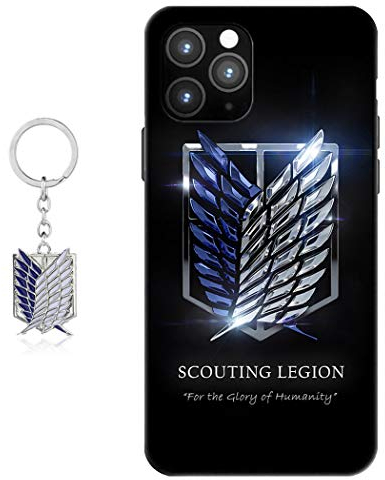Staremeplz Hülle für iPhone 12 Pro Anime Handyhülle [Mit Angriff auf Titan Schlüsselbund] Cartoons Silikon Sanft Bumper Case Hülle für iPhone 12 Pro