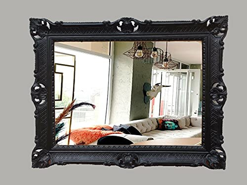 artissimo Wandspiegel Barock Schwarz 90x70cm Prunk Spiegel Gothik Badspiegel Flurspiegel Antik Spiegel 3057
