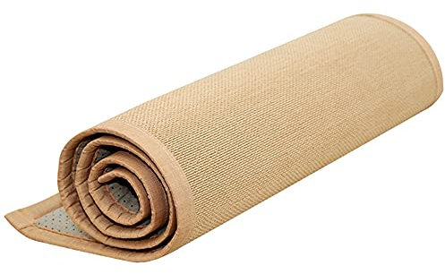 CJCSM Tapis de Salon, Tapis bohème, Tapis de Course tissé en Paille, Tapis en Fibres Naturelles Pures avec Bordure en Tissu, Tapis pour Animaux de Compagnie Marron Clair, Tapis de fenêtre durables
