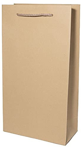 10 x PresentFill® Flaschenverpackung Flaschentüten Flaschentasche Tragetasche Geschenktasche Natur für 2 Flaschen 100% Recycling Kraftpapier