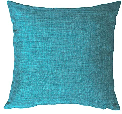 Kissenbezug 40x40 cm Petrol mit Reißverschluss Struktur Leinenoptik Kissen für Sofa Wurfkissen …