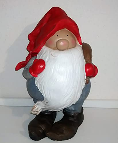 Rofu Zwergenfigur/Dekofigur/Polyresin/Wetterfest/Gartenzwerg/Zwerg/Schlumpf/Kunststoff