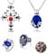 YouU 24 Stück The Vampire Schmuck Aufkleber Set Daywalking Katherine Diaries Saphirkristall Halsketten Vampir Kreuz Symbol Halsketten Salvatore Damon Stefan Finger Familienwappen Ringe