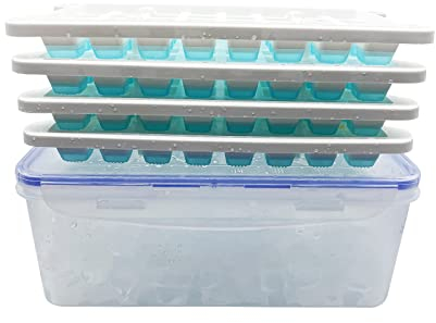 Eisbox mit Eiswürfelform Eiswürfelbehälter 4 Lagen geruchshemmend versiegelt, 128 Fächer