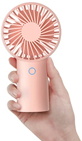 JISULIFE Ventilador de mano, 4000 mAh ventilador portátil, Mini ventilador recargable USB [5-20 horas de tiempo de trabajo] Ventilador personal a batería con 3 velocidades para exterior/oficina-Rosa