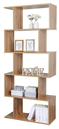 RICOO Regal 160 x 70 x 25cm, Standregal Eiche braun WM073-EW Spannplatte aus Holz, Bücherregal Wandregal, Regale & Ablagen, schmales Regal, Büroregal, kleines Regal schmal, Büro Bücherregale