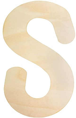 Unfinished Wooden Letters for Crafts, 12 Inch Capital Alphabet Letter S | Craft monograms for children's names, 5mm thick smooth blank wood, easy to paint and hang for nursery wall art decor