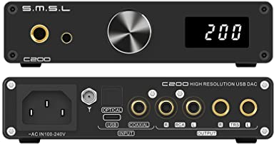SMSL C200 Bluetooth DAC Amplificatore per cuffie: ES9038Q2M 4x OPA1612 XMOS XU216 DSD512 PCM768kHz DAC USB/OPT/COAX/BT Ingresso TRS/RCA/4.4mm/6.35mm Uscita Home Desktop HiFi DAC AMP per PS4 PS5