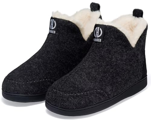 BUGUKI Fieltro Zapatillas de Estar en Casa Hombre Mujer Invierno Cálidas Peluche Botas Pantuflas