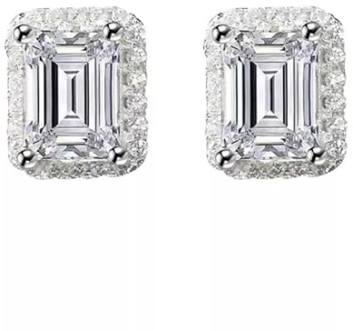 OBCPD Smaragdschliff Moissanite Diamant Ohrstecker 925 Sterling Silber Hochzeit Ohrringe für Frauen Brautschmuck
