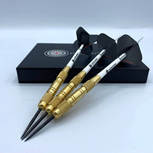 Dartpfeile mit Metallspitze für Dartscheibe | Profi Steel-Darts 23/25g/27g mit Stahl Spitze | Dart-Set mit Schäften und Darts Flights | Steel Dartpfeile und Darts Zubehör (27g)