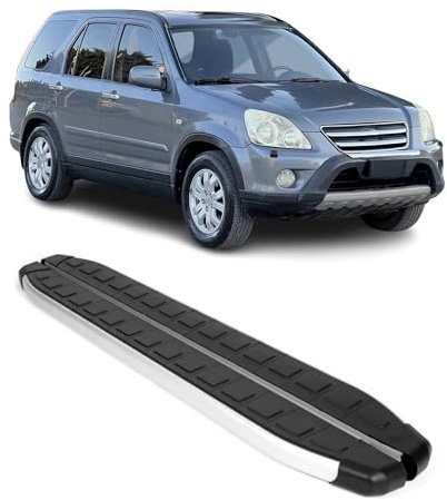 OMAC Trittbretter Schweller Seitenbretter kompatibel mit Honda CR-V 2001-2007 2X Aluminium Schwarz-Silber