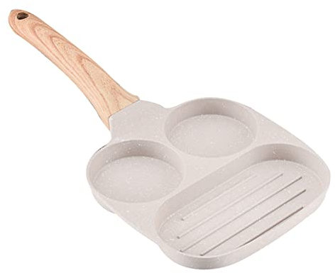 Nonstick Egg Frying Pan, 3 in 1 Breakfast Pan Divided Grill Frying Pan with Heat Resistant Handle Mini Pancake Pan, Cooking Pan for Breakfast, Egg, Bacon and Burgers(#1)