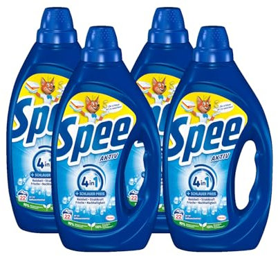 Spee Aktiv Gel Universal 4 + 1 Waschmittel 88 WL (4 x 22 Waschladungen), Flüssigwaschmittel mit 4 + 1 Formel vereint Reinheit, Strahlkraft, Frische & Nachhaltigkeit, 20° - 95° C