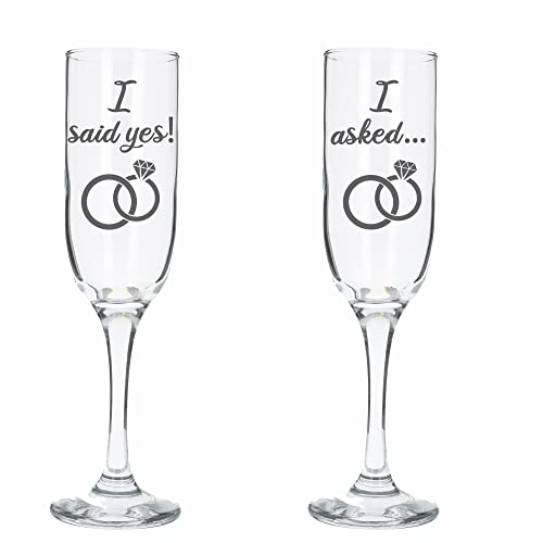 Always Looking Good Engraved Engagement Set of 2 Champagne Flute Glass Set I Asked I Said Yes Congratulations on Your Engagement Gift
