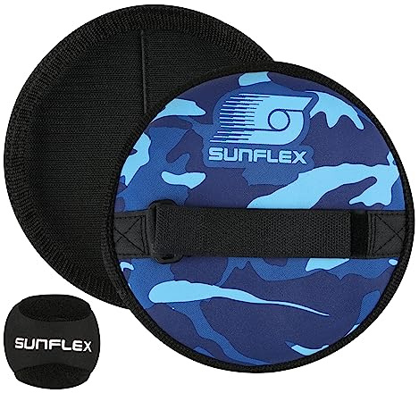 Sunflex® Neopren Sure Catch Set Camo mit Zwei Schlägern und einem Ball in schwarz | Klettballspiel weich und leicht | extrem robust und langlebig