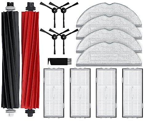 liveryde Piezas de repuesto compatibles con Roborock S8 / S8 Plus robot aspirador accesorios, 1 cepillo de doble rodillo, 4 cepillos laterales, 4 filtros HEPA, 4 paños de fregona