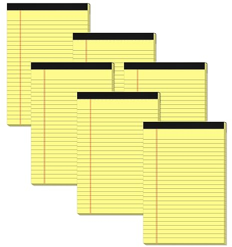 Aidunmis Notizblock Klein A7 Liniert Mini Schreibblock Kleine Notizblöcke 30 Blatt pro Block, Mini Notizblock A7 Block Liniert (5x8 Inch, 6 Stück-Gelb)