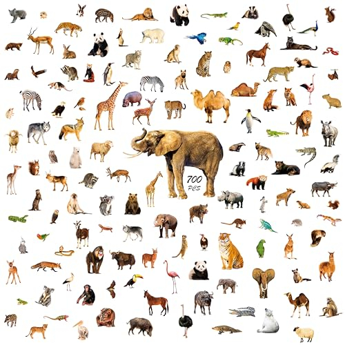 700 STÜCKE Wildtier-Aufkleber, über 100 realistische Tiere Niedliche Zoo-Tier-Aufkleber Wasser-/Reißfest ohne Rückstände Abwaschbare Aufkleber für Lehrer, Kinder, Schüler, Wasserflaschen, Scrapbooks