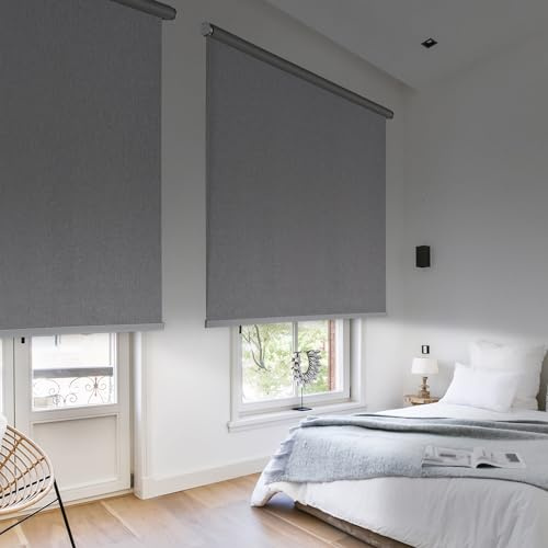 Tende a rullo oscuranti termiche Premium massima qualità 120x250 cm Grigio | Tenda avvolgibile oscurante Plus finiture in alluminio alta qualità blackout Larghezza tessuto 116,5 cm Tubo 25 mm StoresDeco
