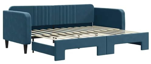 vidaXL Tagesbett Ausziehbar Blau 90x200 cm Samt