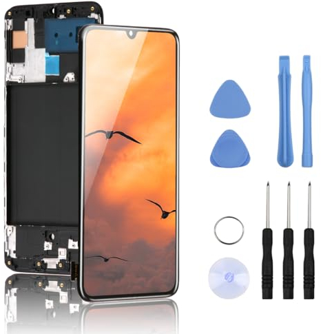 Yodoit Ersatz-LCD-Bildschirm für Samsung Galaxy A70, 17 cm (6,7 Zoll), mit Rahmen, Touch-Digitalisierer und Display, kompatibel mit SM-A705FN/DS, A705F, A705M mit Reparaturwerkzeug-Set
