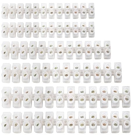 6 Pieces Terminal Block, Wire Connector, Cable Connector Brass Terminal Block, Household Connector Block 2 Pieces 3a, 2 Pieces 15a, 1 Piece 6a, 1 Piece 10a.