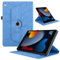 Coque pour iPad 10.2” 9ème Génération 2021 / 8ème Gén 2020 / 7ème Gén 2019, Etui Premium Cuir PU Rotatif à 360 Antichoc Degrés Flip Case Cover Fonction Support Housse - Bleu