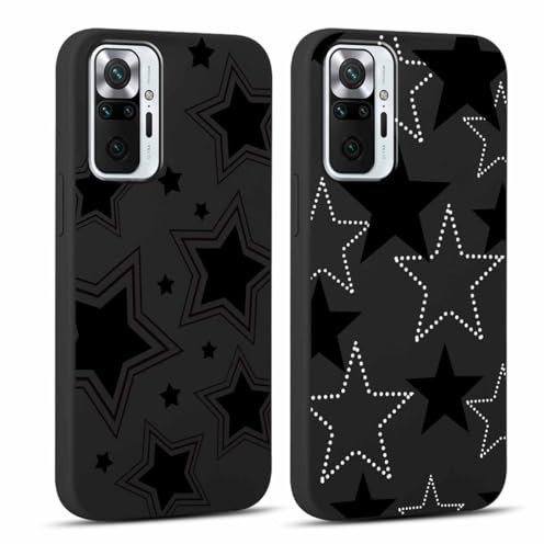 Yoedge 2 Pièces Coque pour Xiaomi Redmi Note 10 Pro/10 Pro Max 4G 6,67,Souple Noir Silicone TPU avec Motif Mignon Étoile Design Étui pour Filles Femmes, Antichoc Anti-Rayures Bumper Protection Housse