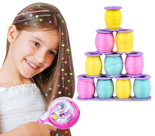 Herenear 10 Rollen Bunte Faden, Bunt Gewachste Fäden für Automatic Hair Braider