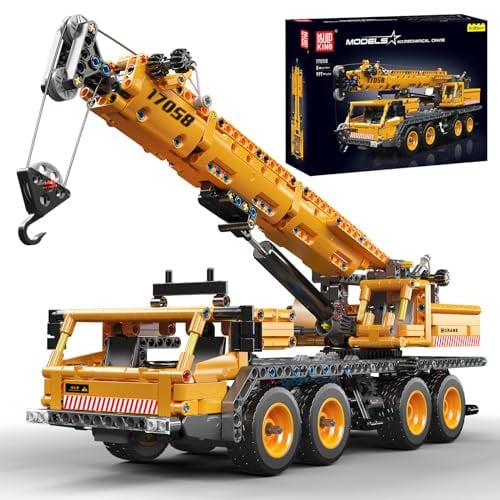 Mould King 17058 Technik LKW Kran Baukasten, Schwerlastkran Kranwagen Modell Bauset, 997 Teile Technologie Ingenieurwesen LKW Klemmbausteine Bausatz