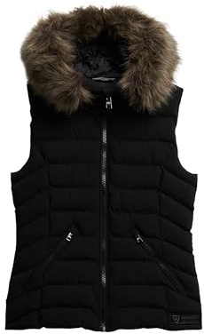 Superdry Damen Fuji Weste mit Kapuze aus Kunstfell