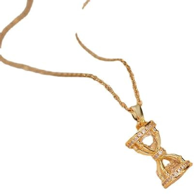 SiVaji Necklaces Halskette Ketten Schmuck Herren Frauen Anhänger Necklace Kette Klassische Sanduhr Anhänger Halskette Für Frauen Vintage Accessoires X2159-Gold