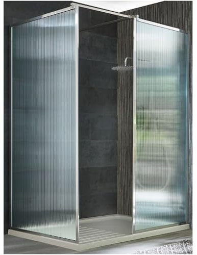 Milano Florence Chrome Corner Fluted Glass Framed Shower Enclosure Drying Tray - 1600mm x 800mm