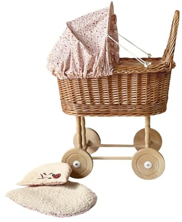 Egmont Toys Wicker Stroller - Ladybug Print