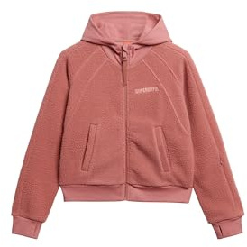 Superdry Damen Active Tech Fleece Kapuzenjacke mit Reißverschluss Verwelktes Rosé 36