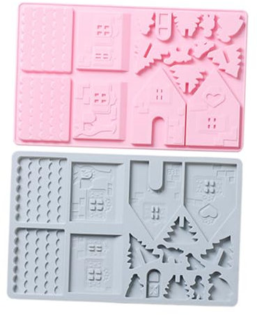 VINTORKY 2stücke Silikon Backform Lebkuchenhaus Weihnachtskuchenform Gingerbread House Diy Kuchen Backwerkzeug Weihnachten Geschenk Backen Dekorieren Nachhaltig Bpa-frei