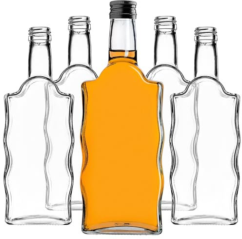 KADAX Glasflaschen 500ml, 10 Stück, leere Flaschen mit Schraubverschluss, kleine Likörflaschen zum Befüllen, Weinflaschen aus Glas, Dekoflaschen (Schwarz)