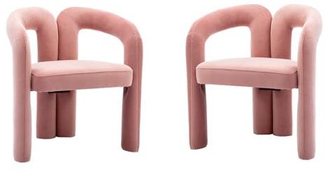 BRILVERDE Esszimmerstuhl 2er Set, moderner Wohnzimmerstuhl, Beistellstuhl, Küchensessel, Loungesessel, Lesesessel, gepolsterter Fernsehsessel, Samt (Rosa)
