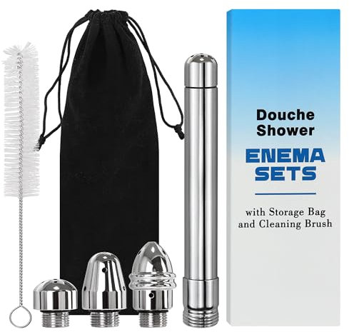 Kit de accesorios de ducha para enema de ducha con 4 cabezales de ducha de aluminio, kit de limpieza de boquilla de ducha de agua de mano, ducha anal para hombres y mujeres, con bolsa de transporte de